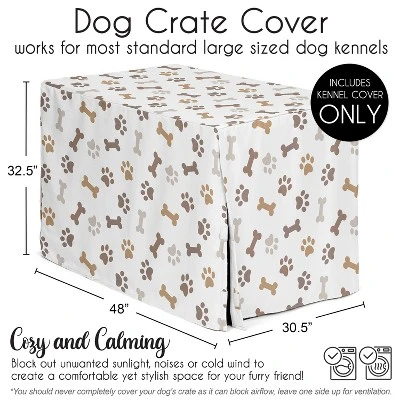 Sweet Jojo Designs Dog Crate Kennel Cover 48in. Paw And Bone Brown Grey And Taupe 6 Sweet Jojo Designs Dog Crate Kennel Cover 48in. Paw And Bone Brown Grey And Taupe - Image 4