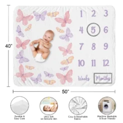Sweet Jojo Designs Girl Baby Milestone Blanket Butterfly Blush Pink And Purple -Sweets Jojo Shop GUEST c5430059 48af 47a6 a27d 3e6d6ee5408b