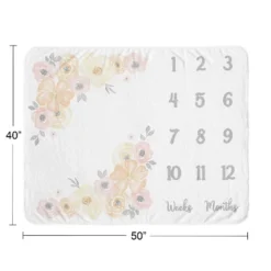 Sweet Jojo Designs Girl Baby Milestone Blanket Watercolor Floral Yellow And Pink -Sweets Jojo Shop GUEST c66ae252 0f6b 4af3 ae4b 272e76555ee4