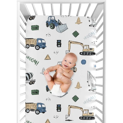 Sweet Jojo Designs Boy Baby Fitted Crib Sheet Construction Truck Green And Blue Collection 5 Sweet Jojo Designs Boy Baby Fitted Crib Sheet Construction Truck Green And Blue Collection - Image 3