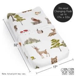 Sweet Jojo Designs Boy Girl Gender Neutral Unisex Changing Pad Sheet Watercolor Woodland Forest Animals Orange Green And Brown -Sweets Jojo Shop GUEST ca8e03e6 0907 4f7e 8aff 35e7360afdb6
