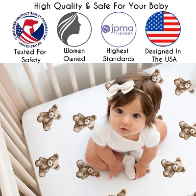 Sweet Jojo Designs Boy, Girl, Unisex/Gender Neutral Baby Fitted Crib Sheet Boho Teddy Bear Brown And White 4 Sweet Jojo Designs Boy, Girl, Unisex/Gender Neutral Baby Fitted Crib Sheet Boho Teddy Bear Brown And White - Image 2