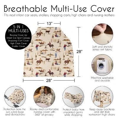 Sweet Jojo Designs Boy 5-in-1 Multi Use Baby Nursing Cover And Car Seat Canopy Wild West Collection 7 Sweet Jojo Designs Boy 5-in-1 Multi Use Baby Nursing Cover And Car Seat Canopy Wild West Collection - Image 5