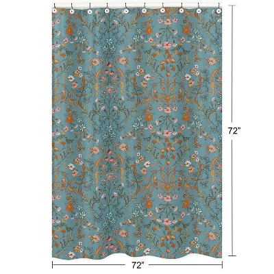 Sweet Jojo Designs Girl Shower Curtain 72in.x72in. Boho Floral Wildflower Blue Orange And Pink 6 Sweet Jojo Designs Girl Shower Curtain 72in.x72in. Boho Floral Wildflower Blue Orange And Pink - Image 4