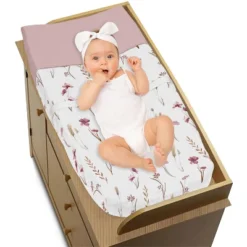 Sweet Jojo Designs Girl Changing Pad Cover Watercolor Floral Garden Rose Pink And Taupe -Sweets Jojo Shop GUEST d3e05ab9 6ade 4d09 9d85 05e077224c65