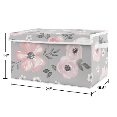 Sweet Jojo Designs Girl Fabric Storage Toy Bin Watercolor Floral Grey And Pink 4 Sweet Jojo Designs Girl Fabric Storage Toy Bin Watercolor Floral Grey And Pink - Image 2