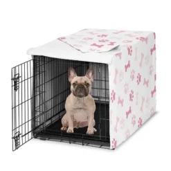 Sweet Jojo Designs Girl Dog Crate Kennel Cover 30in. Paw And Bone Pink And White -Sweets Jojo Shop GUEST d7819973 c2d4 49b5 b621 f3365bbf8a5f