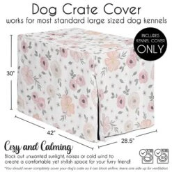 Sweet Jojo Designs Dog Crate Kennel Cover 42in. Watercolor Floral Pink And Grey -Sweets Jojo Shop GUEST db0564a4 e384 4213 9b76 22c96665a5bc