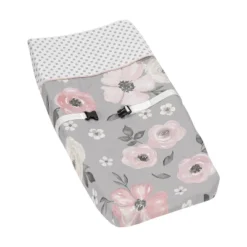 Sweet Jojo Designs Girl Changing Pad Cover Watercolor Floral Grey And Pink -Sweets Jojo Shop GUEST dca25a1b 5d7a 4196 955f bb61280df015