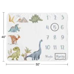 Sweet Jojo Designs Boy Baby Milestone Blanket Watercolor Dinosaur Dino Multicolor -Sweets Jojo Shop GUEST e0aa5d4a 131c 46b9 bd90 36a3ad542465