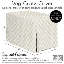 Sweet Jojo Designs Boy, Girl, Unisex/Gender Neutral Dog Crate Kennel Cover 36in. Gingham Checkered Plaid Taupe And White -Sweets Jojo Shop GUEST e7976537 a9a8 4a98 b532 303e0bfbf7c9