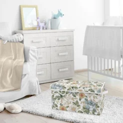 Sweet Jojo Designs Girl Fabric Storage Toy Bin Vintage Floral Blue And Yellow