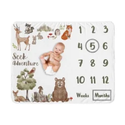 Sweet Jojo Designs Boy Girl Gender Neutral Unisex Baby Milestone Blanket Watercolor Woodland Forest Animals Multicolor -Sweets Jojo Shop GUEST ebdc6f39 89ab 4792 9764 72cbd13f23e4