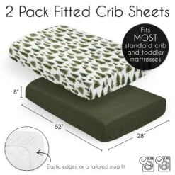 Sweet Jojo Designs Gender Neutral Unisex Fitted Crib Sheets Set Woodland Pine Tree Green And White 2pc -Sweets Jojo Shop GUEST ef8c1055 8dc0 4590 9ce9 b2d2ed42c86d