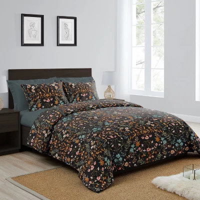 Sweet Jojo Designs Girl Full/Queen Comforter Bedding Set Boho Floral Wildflower Black Orange Green Blue 3pc 3 Sweet Jojo Designs Girl Full/Queen Comforter Bedding Set Boho Floral Wildflower Black Orange Green Blue 3pc
