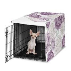 Sweet Jojo Designs Girl Dog Crate Kennel Cover 24in. Peony Floral Garden Purple Ivory And Green -Sweets Jojo Shop GUEST f353a9ca 7209 46e1 9711 09b6ff9d0dd2