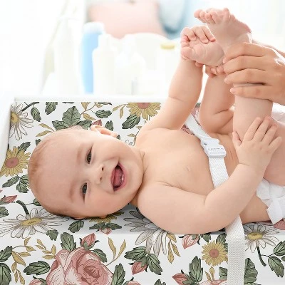 Sweet Jojo Designs Girl Changing Pad Sheet Vintage Floral Pink Yellow And Green 4 Sweet Jojo Designs Girl Changing Pad Sheet Vintage Floral Pink Yellow And Green - Image 2