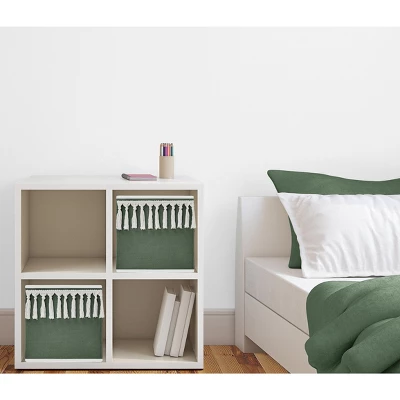 Sweet Jojo Designs Boy Or Girl Gender Neutral Unisex Set Of 2 Kids Decorative Fabric Storage Bins Boho Fringe Green And Ivory 3 Sweet Jojo Designs Boy Or Girl Gender Neutral Unisex Set Of 2 Kids Decorative Fabric Storage Bins Boho Fringe Green And Ivory