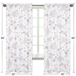 2pc Sweet Jojo Designs Watercolor Floral Window Panels Lavender/Gray -Sweets Jojo Shop GUEST f726ad7e 30ac 4617 b23c f09044c8c54b