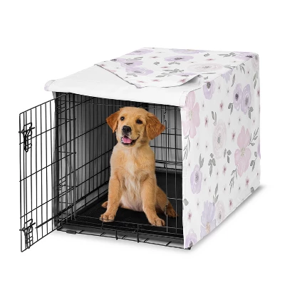 Sweet Jojo Designs Girl Dog Crate Kennel Cover 36in. Watercolor Floral Purple White And Grey 8 Sweet Jojo Designs Girl Dog Crate Kennel Cover 36in. Watercolor Floral Purple White And Grey - Image 6