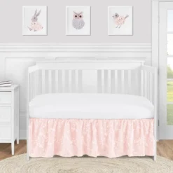 Sweet Jojo Designs Girl Baby Crib Bed Skirt Lace Collection Solid Blush Pink