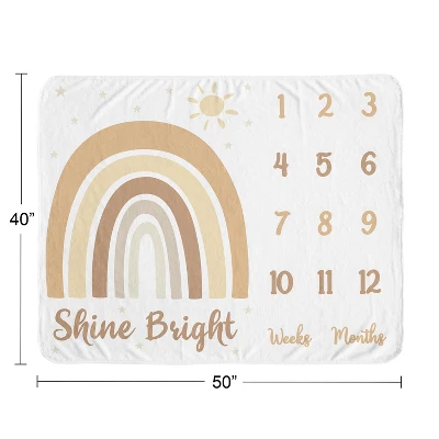 Sweet Jojo Designs Gender Neutral Baby Milestone Blanket Boho Rainbow Tan Yellow And White 3 Sweet Jojo Designs Gender Neutral Baby Milestone Blanket Boho Rainbow Tan Yellow And White - Image 2