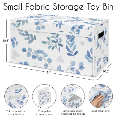 Sweet Jojo Designs Fabric Storage Toy Bin Botanical Blue And White Leaves 6 Sweet Jojo Designs Fabric Storage Toy Bin Botanical Blue And White Leaves - Image 4