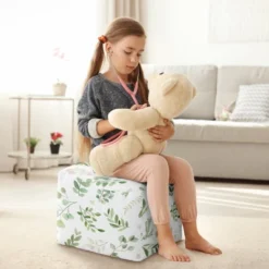 Sweet Jojo Designs Boy Girl Gender Neutral Unstuffed Fabric Ottoman Pouf Cover Decorative Storage Botanical Leaf Green And White Insert Not Included -Sweets Jojo Shop GUEST ffe92b93 e4cc 4488 a654 c82cd41a3039